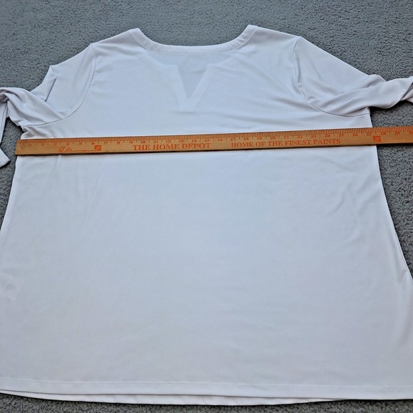Susan Graver Top Womens‎ 3X White Modern Essentials Liquid Knit V-Neck Tunic - Picture 4 of 9